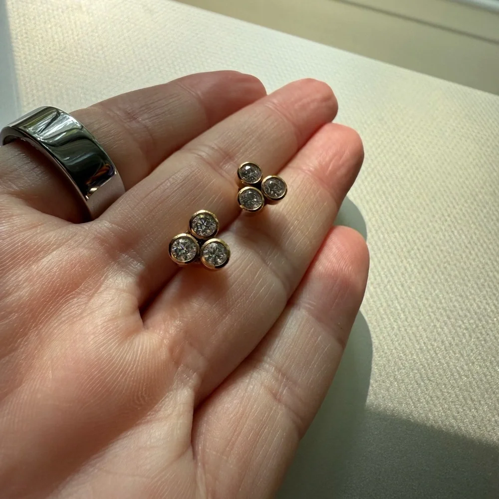 ROSE GOLD Michael Kors round cut CZ triple stone earrings